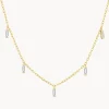 Online White Topaz Baguette Droplet Chain Necklace in Gold Natural Gemstones | 18k Fine Gold Plated