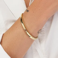 Clearance White Topaz Bangle in Gold Natural Gemstones | 18k Fine Gold Plated