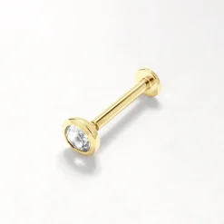 Sale White Topaz Bezel Helix Single Stud in 10k Gold Earrings | Studs