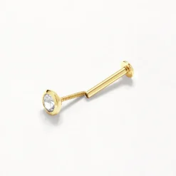 Sale White Topaz Bezel Helix Single Stud in 10k Gold Earrings | Studs