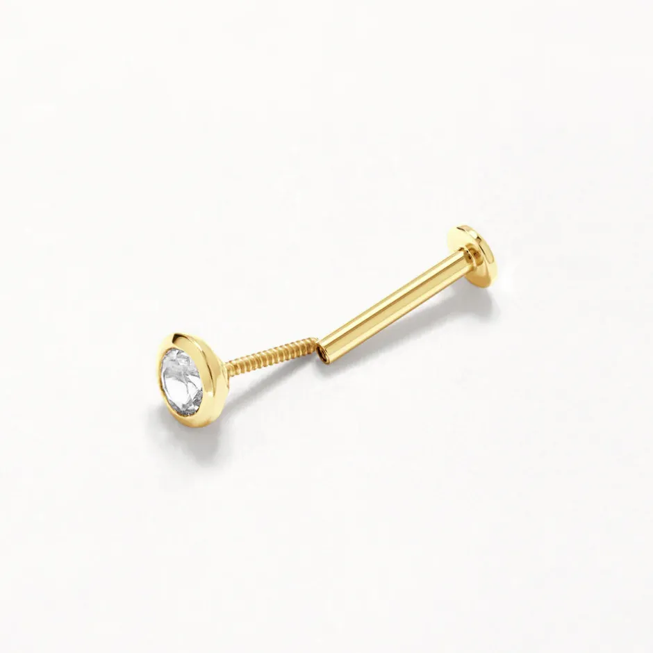 Sale White Topaz Bezel Helix Single Stud in 10k Gold Earrings | Studs