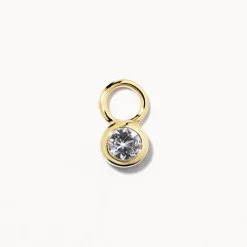 Sale White Topaz Circle Charm in 10k Gold Natural Gemstones | 10k Gold