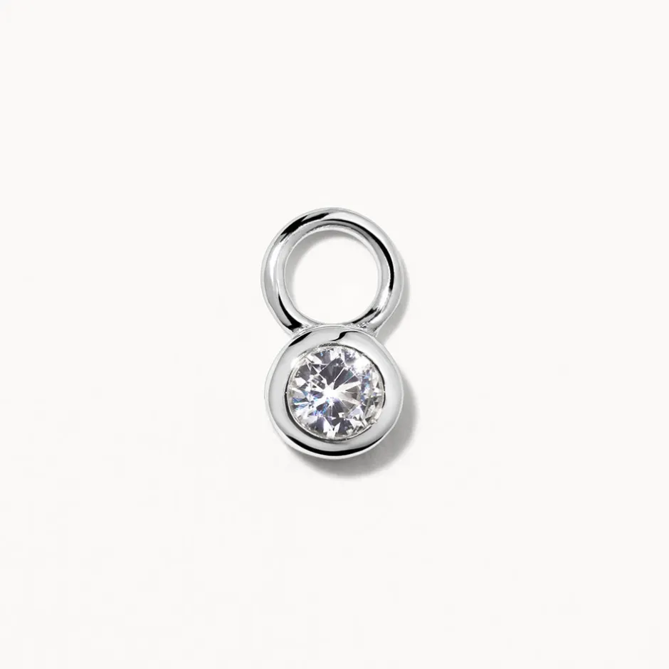 Online White Topaz Circle Charm in Silver Natural Gemstones | 925 Sterling Silver