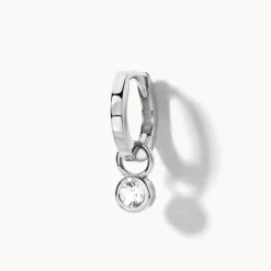 Online White Topaz Circle Charm in Silver Natural Gemstones | 925 Sterling Silver