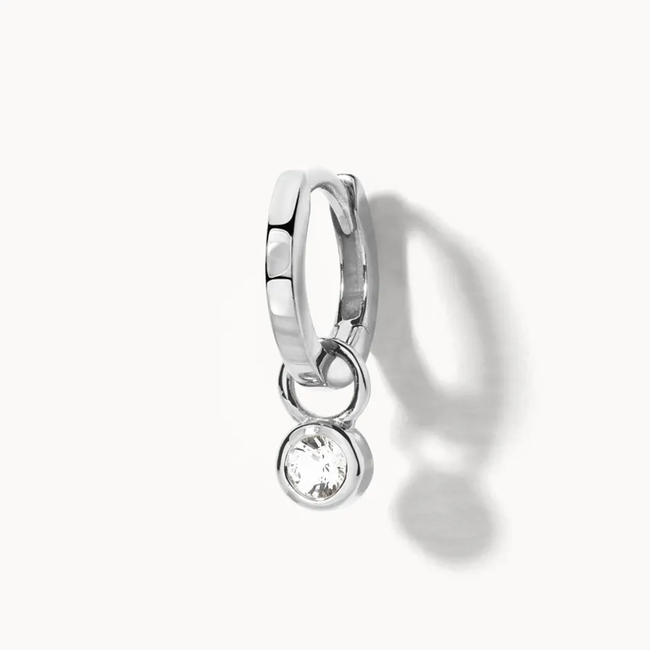 Online White Topaz Circle Charm in Silver Natural Gemstones | 925 Sterling Silver