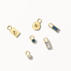 Sale White Topaz Circle Charm in 10k Gold Natural Gemstones | 10k Gold