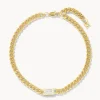 Sale White Topaz Curb Chain Bracelet in Gold Gifts For Him | Natural Gemstones