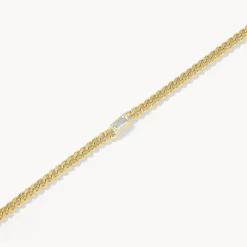 Sale White Topaz Curb Chain Bracelet in Gold Gifts For Him | Natural Gemstones