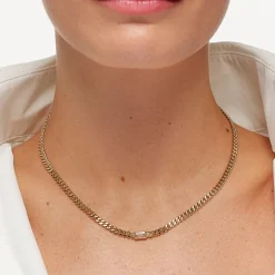 Outlet White Topaz Curb Chain Necklace in Gold Gifts For Him | Natural Gemstones