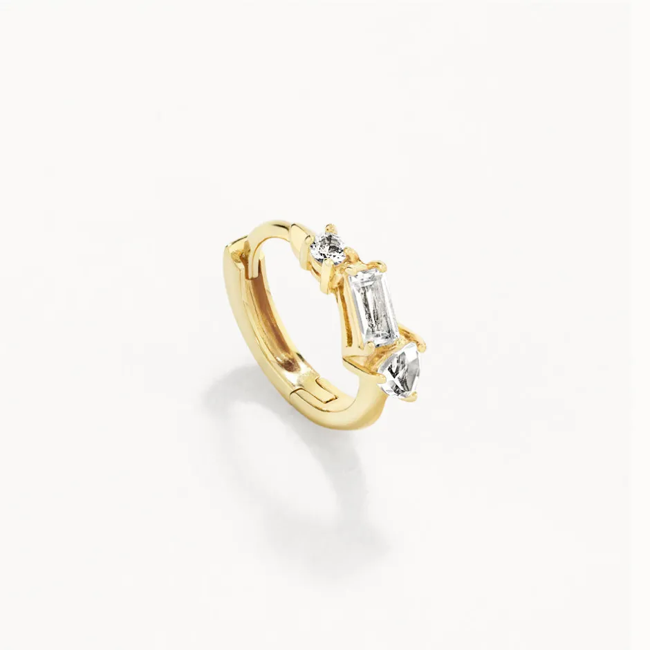 Fashion White Topaz Fancy Cut Huggies in Gold Natural Gemstones | 18k Fine Gold Plated