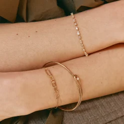 Outlet White Topaz Link Loop Bangle in Gold 18k Fine Gold Plated | Bracelets & Bangles