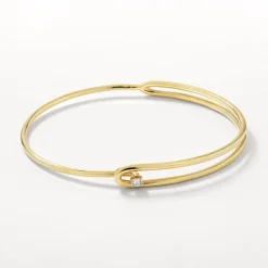 Outlet White Topaz Link Loop Bangle in Gold 18k Fine Gold Plated | Bracelets & Bangles
