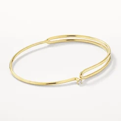 Outlet White Topaz Link Loop Bangle in Gold 18k Fine Gold Plated | Bracelets & Bangles