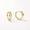 Hot White Topaz Link Loop Hoop Earrings in Gold 18k Fine Gold Plated | Earrings