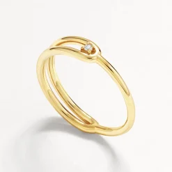 Outlet White Topaz Link Loop Ring in Gold 18k Fine Gold Plated | Rings