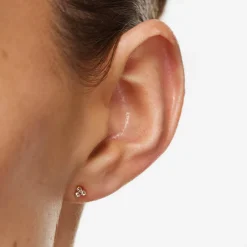 Hot White Topaz Micro Trio Stud Earrings in Gold 18k Fine Gold Plated | Earrings