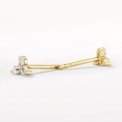 Hot White Topaz Micro Trio Stud Earrings in Gold 18k Fine Gold Plated | Earrings