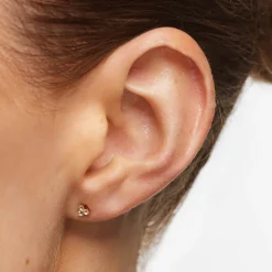 Hot White Topaz Micro Trio Stud Earrings in Gold 18k Fine Gold Plated | Earrings
