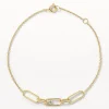 Clearance White Topaz Paperclip Link Bracelet in Gold 18k Fine Gold Plated | Bracelets & Bangles