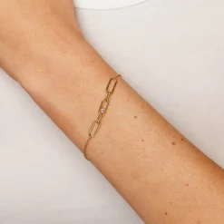 Clearance White Topaz Paperclip Link Bracelet in Gold 18k Fine Gold Plated | Bracelets & Bangles