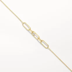 Clearance White Topaz Paperclip Link Bracelet in Gold 18k Fine Gold Plated | Bracelets & Bangles