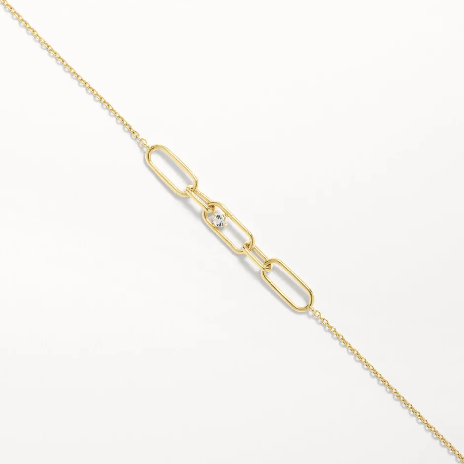 Clearance White Topaz Paperclip Link Bracelet in Gold 18k Fine Gold Plated | Bracelets & Bangles