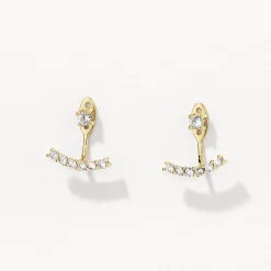 New White Topaz Pave Jacket Earrings in Gold 18k Fine Gold Plated | Earrings