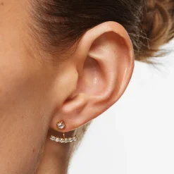 New White Topaz Pave  Jacket Earrings in Gold 18k Fine Gold Plated | Earrings