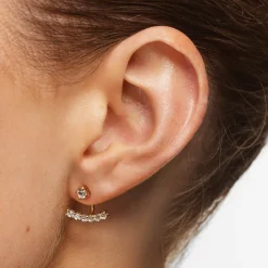 New White Topaz Pave  Jacket Earrings in Gold 18k Fine Gold Plated | Earrings