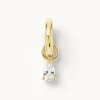Outlet White Topaz Pear Cut Charm Pendant in Gold 18k Fine Gold Plated | Personalisation