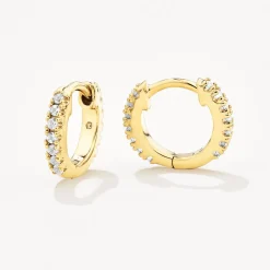 Hot White Topaz Rainbow Huggie Earrings in Gold Best Friend Gifts | Symbolic Jewellery