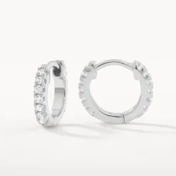 Fashion White Topaz Rainbow Huggie Earrings in Silver Symbolic Jewellery | Natural Gemstones
