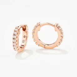 Best White Topaz Rainbow Huggie Earrings in Rose Gold Best Friend Gifts | Symbolic Jewellery
