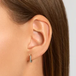 Fashion White Topaz Rainbow Huggie Earrings in Silver Symbolic Jewellery | Natural Gemstones