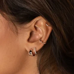 Best White Topaz Rainbow Huggie Earrings in Rose Gold Best Friend Gifts | Symbolic Jewellery