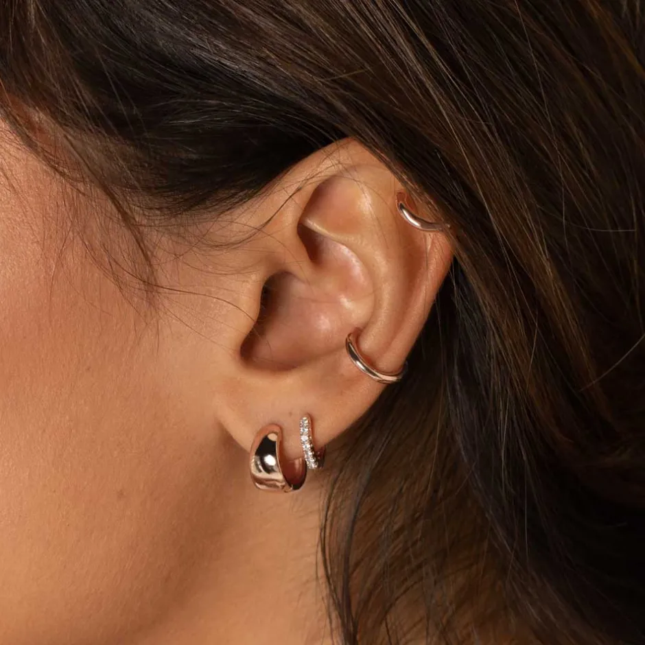 Best White Topaz Rainbow Huggie Earrings in Rose Gold Best Friend Gifts | Symbolic Jewellery