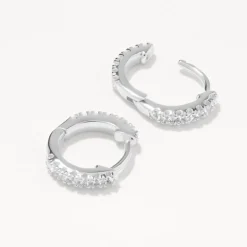 Fashion White Topaz Rainbow Huggie Earrings in Silver Symbolic Jewellery | Natural Gemstones