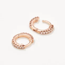 Best White Topaz Rainbow Huggie Earrings in Rose Gold Best Friend Gifts | Symbolic Jewellery