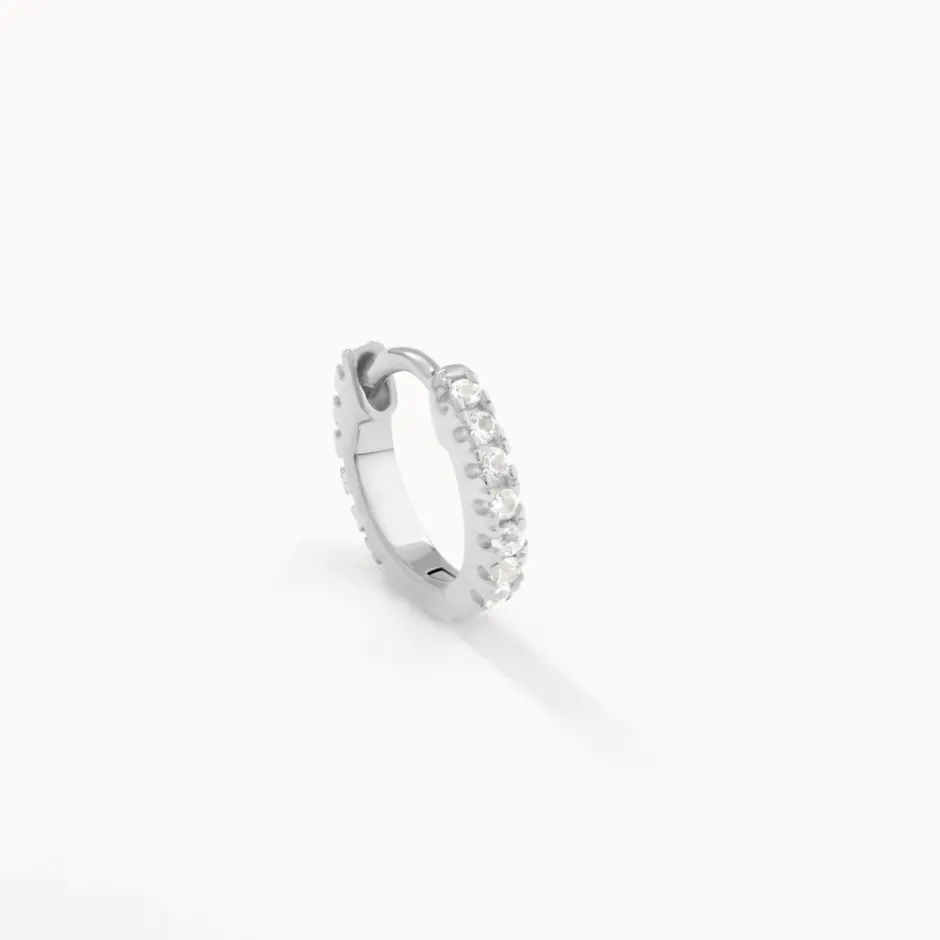 Fashion White Topaz Rainbow Huggie Earrings in Silver Symbolic Jewellery | Natural Gemstones