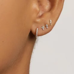 Best White Topaz Rainbow Huggie Earrings in Rose Gold Best Friend Gifts | Symbolic Jewellery