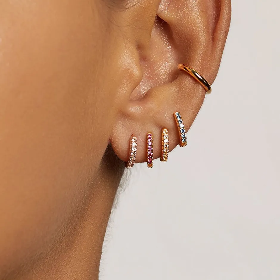 Best White Topaz Rainbow Huggie Earrings in Rose Gold Best Friend Gifts | Symbolic Jewellery
