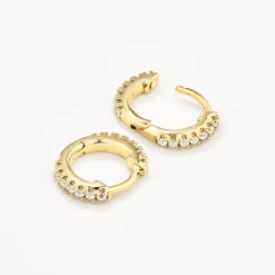Hot White Topaz Rainbow Huggie Earrings in Gold Best Friend Gifts | Symbolic Jewellery