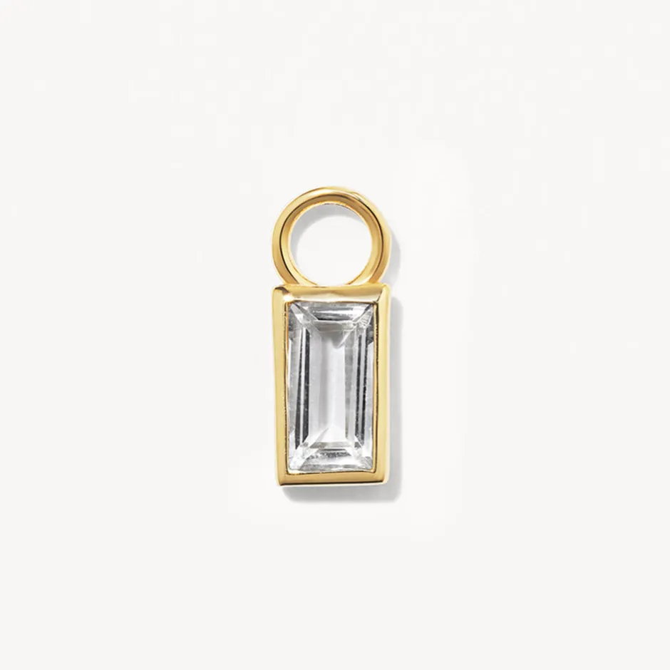 Sale White Topaz Rectangle Charm in 10k Gold Natural Gemstones | 10k Gold