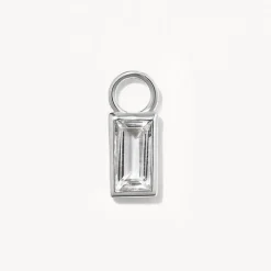 Fashion White Topaz Rectangle Charm in Silver Birthstone Jewellery | Natural Gemstones
