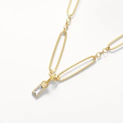 Sale White Topaz Rectangle Charm in 10k Gold Natural Gemstones | 10k Gold