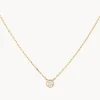 Clearance White Topaz Round Bezel Necklace in 10k Gold Natural Gemstones | Necklaces & Pendants