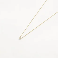 Clearance White Topaz Round Bezel Necklace in 10k Gold Natural Gemstones | Necklaces & Pendants