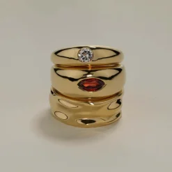 Fashion White Topaz Round Curve Pinky Ring in Gold Under $150 | Natural Gemstones