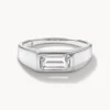 Clearance White Topaz Signet Pinky Ring in Silver Under $150 | Natural Gemstones