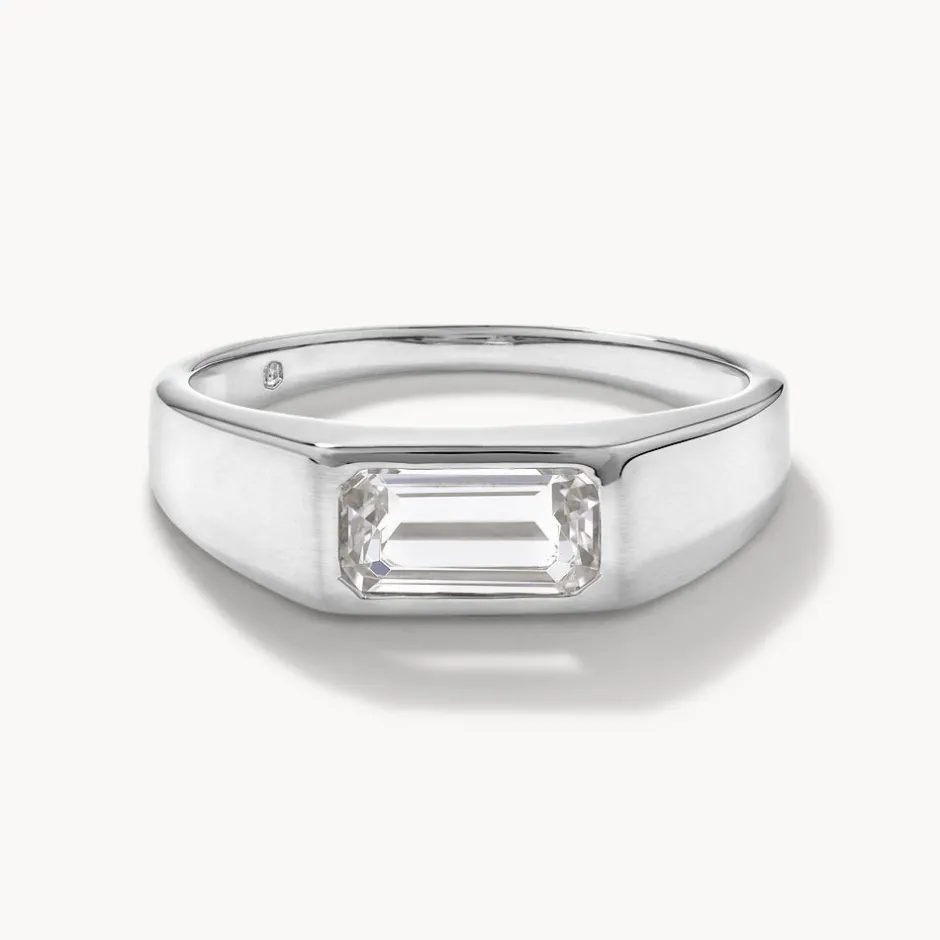 Clearance White Topaz Signet Pinky Ring in Silver Under $150 | Natural Gemstones